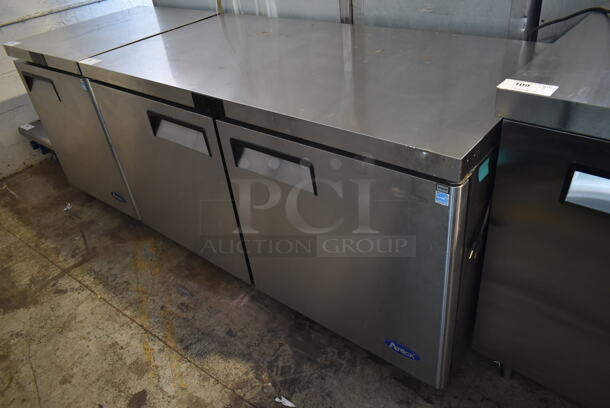 2020 Atosa MGF8403GR Stainless Steel Commercial Undercounter 2 Door Cooler on Commercial Casters. 115 Volts, 1 Phase. Tested and Working! - Image 1 of 7