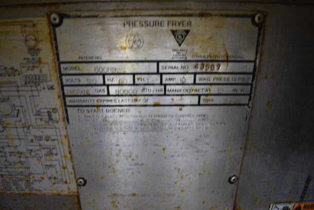 Henny Penny Model 600RB Stainless Steel Commercial Floor Style Propane Gas Powered Pressure Fryer on Commercial Casters. 80,000 BTU. 18x40.5x48 - Image 6 of 6