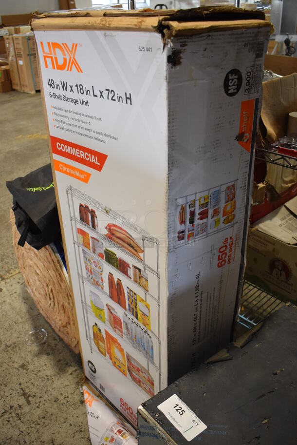 Box of 6 BRAND NEW HDX Chrome Finish Shelves. 48x18x1.5, 72" - Image 3 of 6