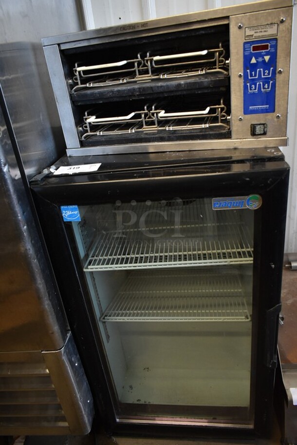 Imbera VR06 Metal Commercial Single Door Mini Cooler Merchandiser w/ Poly Coated Racks. 115 Volts, 1 Phase. Tested and Powers On But Does Not Get Cold