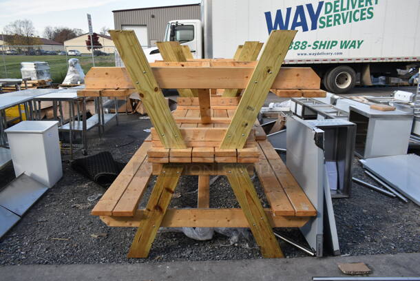 2 Wooden Picnic Tables. 2 Times Your Bid! - Image 2 of 3