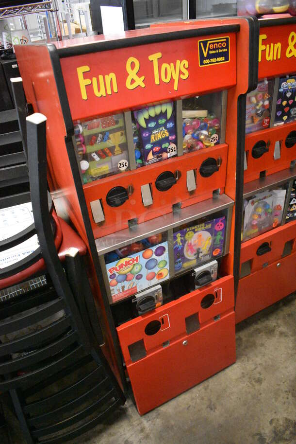 Red Floor Style 5 Compartment Toy Vending Machine. 22x23x27 - Image 3 of 5