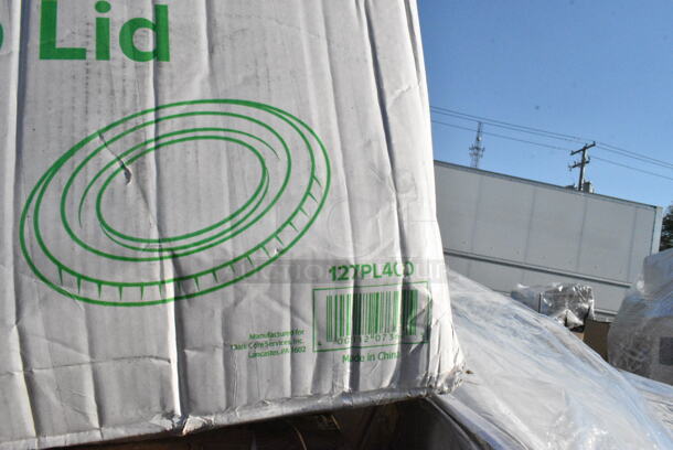 23 BRAND NEW Boxes Including 500MFT Lavex White M-Fold (Multifold) Towel - 4000/Case, 127PL400 Choice PET Plastic Lid for 3.25 to 5.5 oz. Souffle Cup / Portion Cup - 2500/Case, 760FF16 Choice 16 oz. French Fry Cup - 1000/Case, 128HD8COMBO Choice Heavy Duty 8 oz. Microwavable Translucent Plastic Deli Container and Lid Combo Pack - 240/Case, 130BKKNIFEH Choice Black Heavy Weight Plastic Knife - 1000/Case, 433CARRIER4 Choice Pulp Fiber 4 Cup Carrier - 300/Case, 128HD8COMBO Choice Heavy Duty 8 oz. Microwavable Translucent Plastic Deli Container and Lid Combo Pack - 240/Case, 2451282WBPBL Baker's Lane 12" x 8" x 2 1/4" Pink Auto-Popup Window Donut / Bakery Box - 200/Bundle, 5002TPJ Morcon Morsoft 2-Ply 625' Jumbo Toilet Paper Roll with 8 1/2" Diameter - 12/Case, 130IC8PCLW1M Choice 8 lb. Clear Wicketed Ice Bag with Ice Print - 1000/Case. 23 Times Your Bid!  - Image 3 of 12