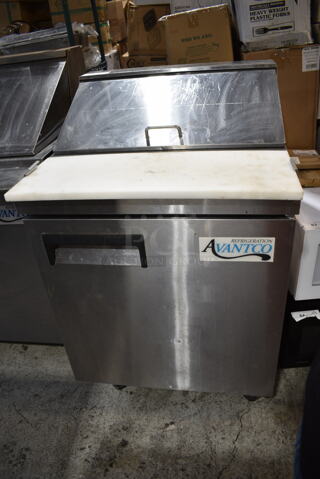 Avantco 178APT27HC Stainless Steel Commercial Sandwich Salad Prep Table Bain Marie Mega Top on Commercial Casters. 115 Volts, 1 Phase. Tested and Working!