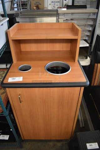 Wood Pattern Trash Can Shell w/ Tray Return, Trash Deposit Holes, Trash Can and Door. 25.5x25.5x48.