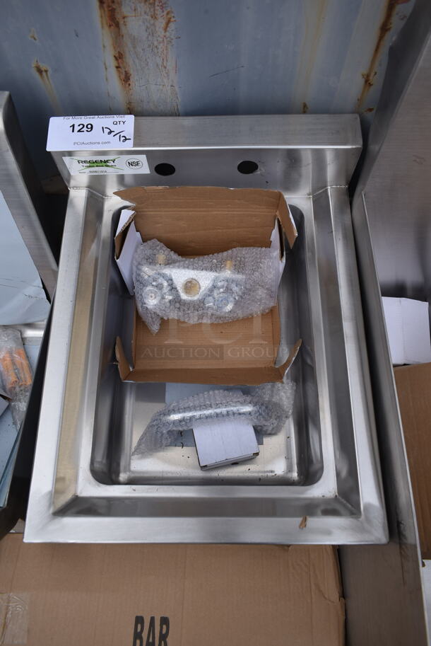 BRAND NEW SCRATCH AND DENT! Regency 600B11014 Stainless Steel Commercial Single Bay Sink w/ Faucet, Handles and Legs.  - Image 2 of 5