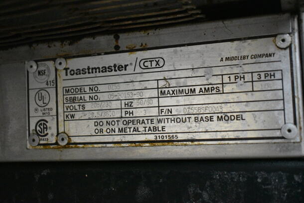 CTX DZ55 Stainless Steel Commercial Electric Powered Double Conveyor Oven on Commercial Casters. 208/230 Volts, 3 Phase. - Image 9 of 9