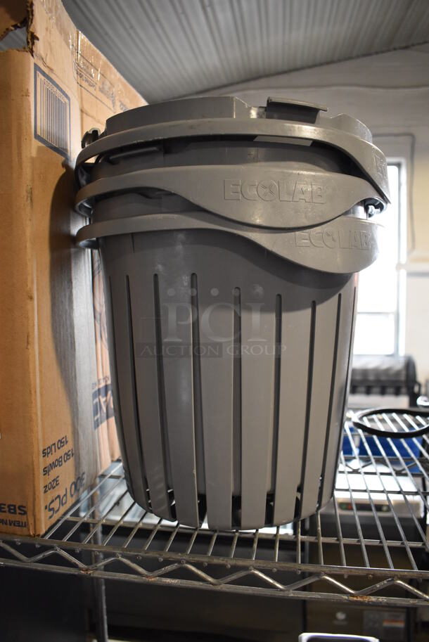 ALL ONE MONEY! Lot of Ecolab Gray Poly Bins and YesPac Clear Salad Bowls and Lids - Image 2 of 3