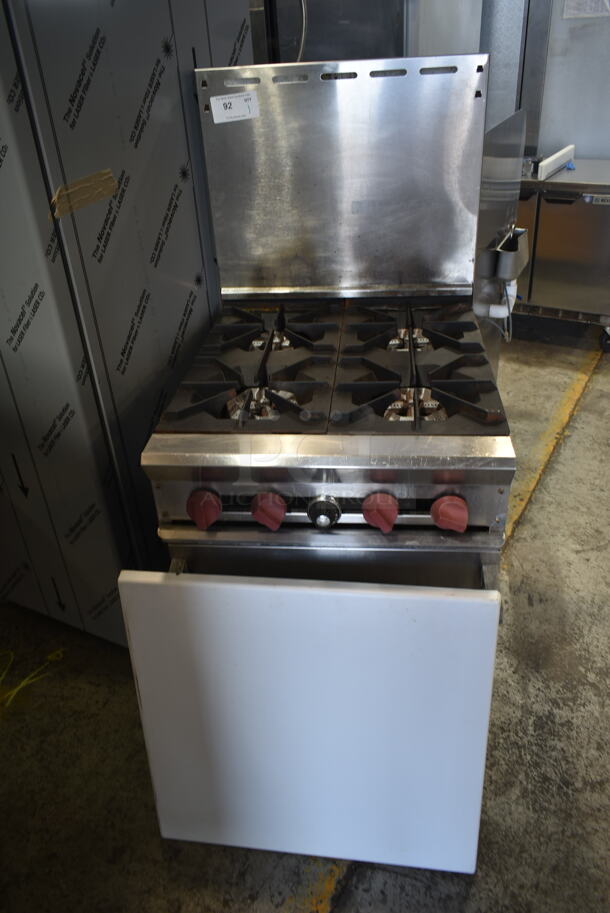 Dynamic Cooking Systems DCS Stainless Steel Commercial Gas Powered 4 Burner Range w/ Oven, Back Splash and Removable Cutting Board.  - Image 3 of 7
