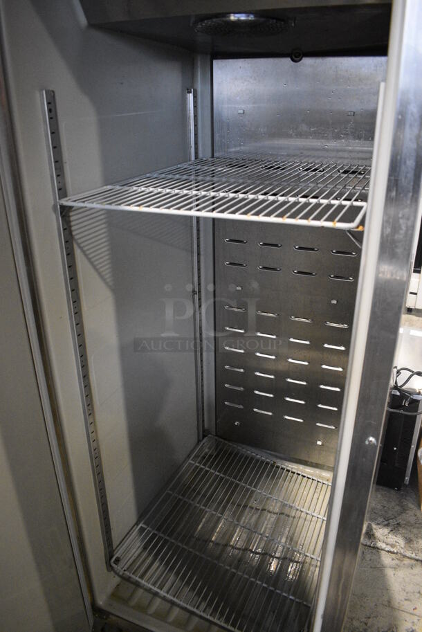 Hoshizaki Model CR1B-FSL Stainless Steel Commercial Single Door Reach In Cooler w/ Poly Coated Racks on Commercial Casters. 115 Volts, 1 Phase. 27.5x34x79. Tested and Working! - Image 4 of 5