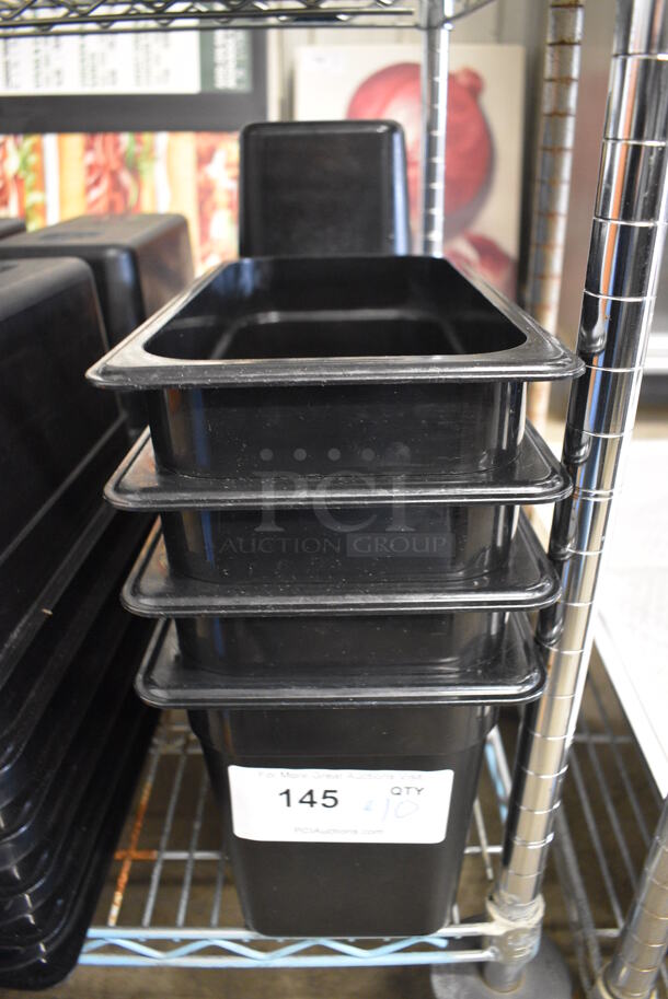 ALL ONE MONEY! Lot of 10 Cambro Black Poly 1/3 Size Drop In Bins! 1/3x8