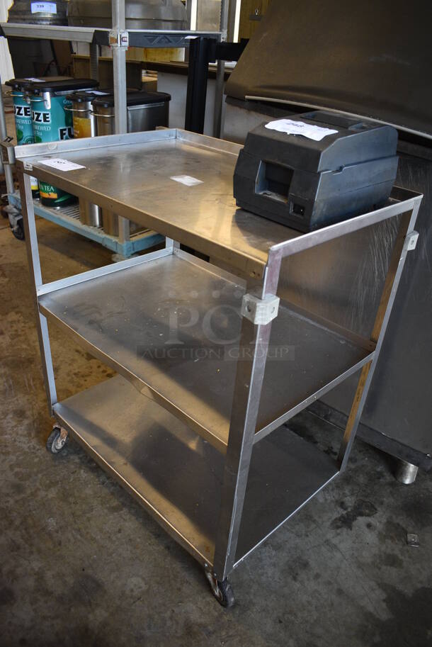 Stainless Steel Commercial 3 Tier Cart w/ Push Handle on Commercial Casters. 18x30x32.5 - Image 2 of 3
