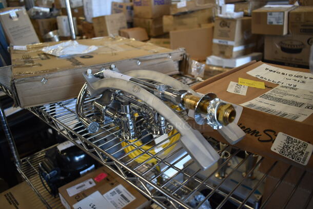 BRAND NEW SCRATCH AND DENT! Stainless Steel Faucet w/ Foot Pedals. - Image 3 of 4