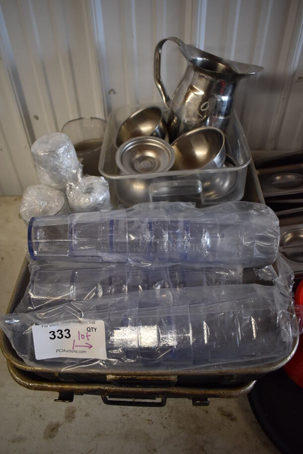 ALL ONE MONEY! Lot of Various Items Including Sign Letters, Stainless Steel Drop In Bin Lids and Poly Tumblers - Image 4 of 7