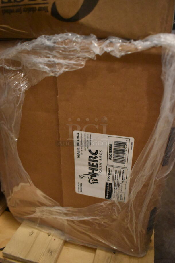 PALLET LOT of 25 BRAND NEW Boxes Including 433CARRIER Pulp Fiber 4 Cup Carrier, 394365M Noble Medium Gloves, 2 Box 128HD32BULK ChoiceHD 32 oz. Microwavable Translucent Plastic Deli Container - 480/Case, 5013858 Lavex Li'l Herc 55-60 Gallon 1.2 Mil 38" x 58" Low Density Medium-Duty Black Trash Bag / Can Liner - 100/Case, 129MCS38B Choice 38 oz. Black Rectangular Microwavable Heavy Weight Container with Lid 8 3/4" x 6 1/4" x 2" - 150/Case, 500CC12 Choice Clear PET Customizable Plastic Cold Cup - 12 oz. - 1000/Case, 500CFT Lavex White C-Fold Standard Weight Towel - 2400/Case, 127DM16BULK Choice 16 oz. Ultra Clear PET Plastic Round Deli Container - 500/Case, 129MCS28B Choice 28 oz. Black Rectangular Microwavable Heavy Weight Container with Lid 8 3/4" x 6 1/4" x 1 3/4" - 150/Case, 795PTOKFT3 Choice Kraft Microwavable Folded Paper #3 Take-Out Container 7 3/4" x 5 1/2" x 2 1/2" - 200/Case, 128HD12COMBO ChoiceHD 12 oz. Microwavable Translucent Plastic Deli Container and Lid Combo Pack - 240/Case, 274MBCKT26BK Lavex 26 Qt. Black Mop Bucket and Side Press Wringer Combo. 25 Times Your Bid!  - Image 8 of 12