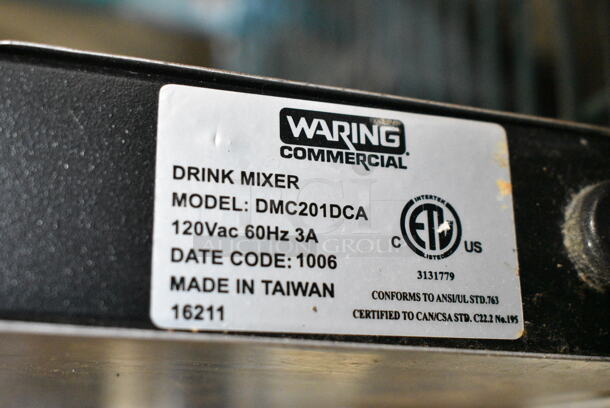 Waring DMC201DCA Metal Commercial Countertop 3 Head Drink Mixer. 120 Volts, 1 Phase. Tested and Working! - Image 4 of 4