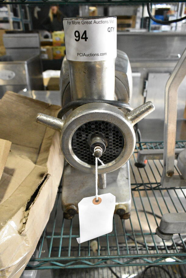 Fleetwood T22 Metal Countertop Meat Grinder. 115 Volts, 1 Phase. Tested and Powers On But Parts Do Not Move - Image 2 of 4