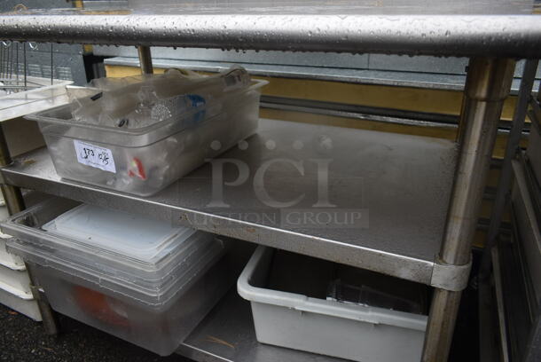 Stainless Steel Commercial Table w/ Back Splash and 2 Under Shelves. Does Not Include Contents. - Image 3 of 4