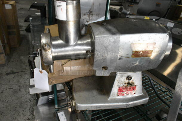 Fleetwood T22 Metal Countertop Meat Grinder. 115 Volts, 1 Phase. Tested and Powers On But Parts Do Not Move - Image 1 of 4