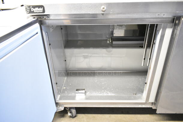2017 Delfield GUR60BP-S-E Stainless Steel Commercial 2 Door Work Top Cooler on Commercial Casters. 115 volts, 1 Phase. Tested and Working! - Image 4 of 6