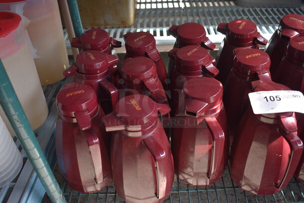 ALL ONE MONEY! Lot of 12 Maroon Poly Coffee Urns! 6x5x9.5 - Image 1 of 3