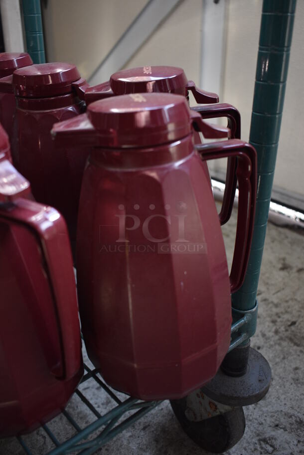 ALL ONE MONEY! Lot of 17 Maroon Poly Coffee Urns! 6x5x9.5 - Image 4 of 5