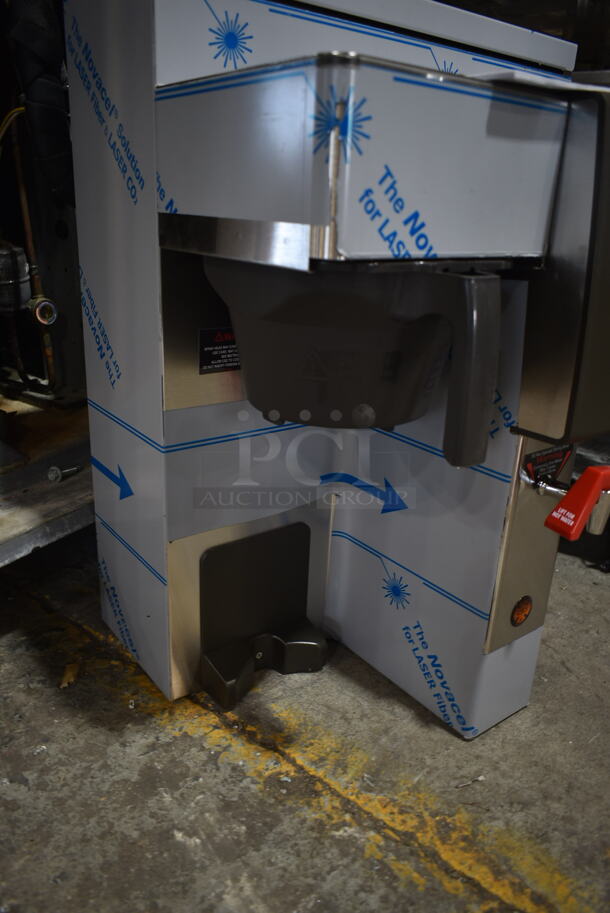 BRAND NEW SCRATCH AND DENT! Fetco CBS-2132-XTS E213251 XTS Series Stainless Steel Commercial Countertop Double Automatic Coffee Brewer w/ Hot Water Dispenser and 2 Metal Brew Baskets. Does Not Come w/ Servers. 200-240 Volts, 1 Phase.  - Image 5 of 10