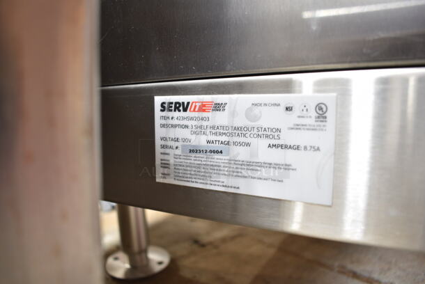 BRAND NEW SCRATCH AND DENT! 2023 ServIt HSW20403 43" x 20 1/8" 3-Shelf Heated Shelf Warmer / Take-Out Station. 120 Volts, 1 Phase. Tested and Working! - Image 6 of 6