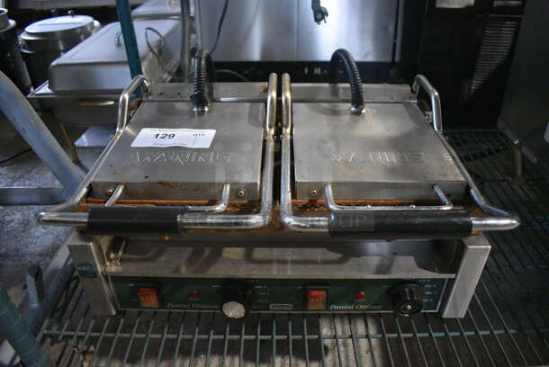 Waring Stainless Steel Commercial Countertop Electric Powered Double Panini Press. 208 Volts, 1 Phase. 22x16x9