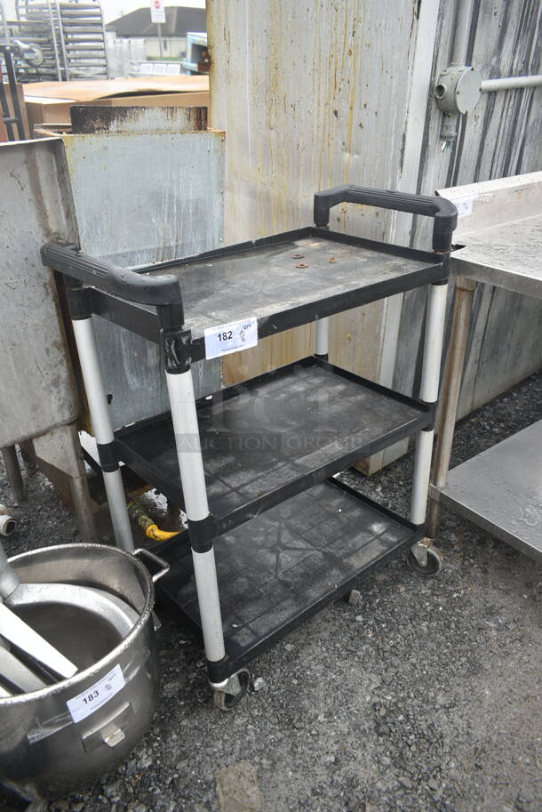 Black Poly 3 Tier Cart w/ Push Handles on Commercial Casters. - Image 2 of 5