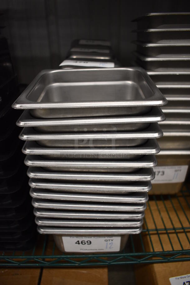 12 Stainless Steel 1/6 Size Drop In Bins. 1/6x4. 12 Times Your Bid!