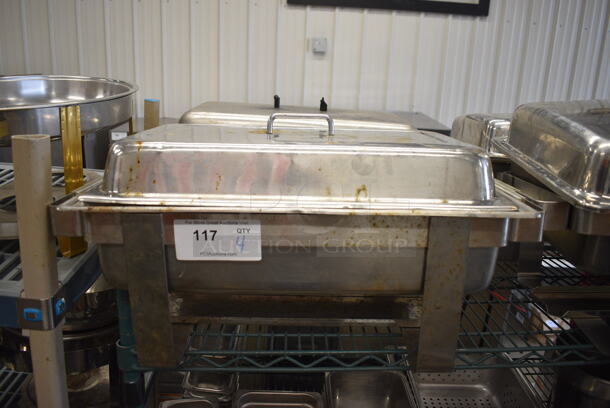 4 Metal Chafing Dish Frames w/ Drop Ins and Lids. 24x14x12. 4 Times Your Bid! - Image 2 of 4