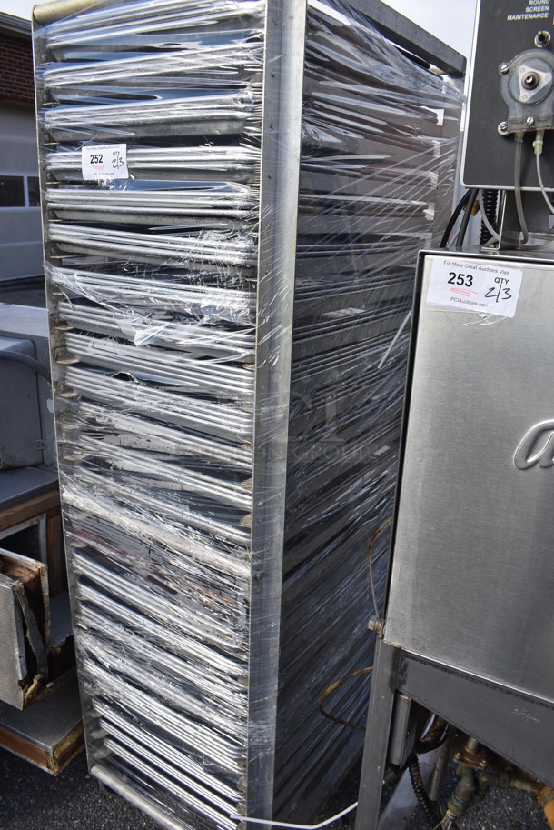 Metal Commercial Pan Transport Rack w/ 71 Metal Full Size Baking Pans on Commercial Casters. 21.5x27.5x69.5 - Image 3 of 3