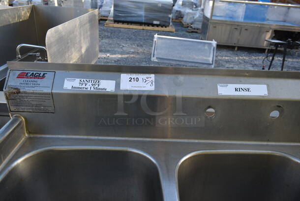 Eagle Stainless Steel Commercial 3 Bay Sink. Bays 16x19 - Image 6 of 6
