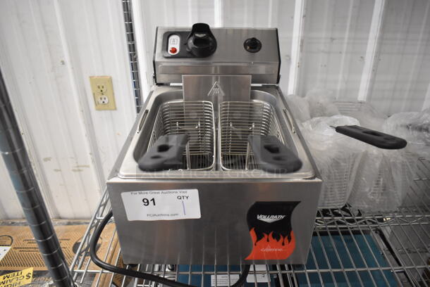 LIKE NEW! Vollrath FFA 8110 Stainless Steel Commercial Countertop Electric Powered Deep Fryer w/ 4 Metal Fry Baskets. 220 Volts, 1 Phase. 11x18x13. Tested and Working!