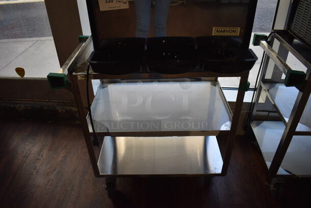 Narvon OASIS 3-10 Stainless Steel Commercial Countertop 3 Hopper Slushie Machine on Stainless Steel 3 Tier Cart. 23x21x33, 19x31x31. Item Was in Working Condition on Last Day of Business. (lounge) - Image 6 of 6
