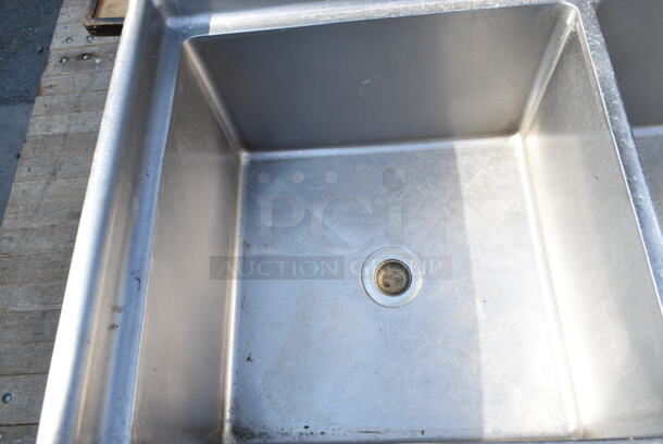 Stainless Steel 3 Bay Sink w/ 2 Faucet and 2 Sets of Handles.  - Image 6 of 9