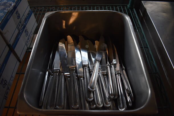 ALL ONE MONEY! Lot of Metal Knives in Stainless Steel 1/2 Size Drop In Bin - Image 2 of 3