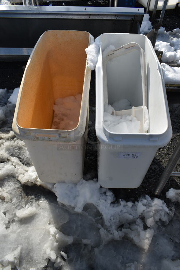 2 White Poly Ingredient Bins on Commercial Casters. 2 Times Your Bid!