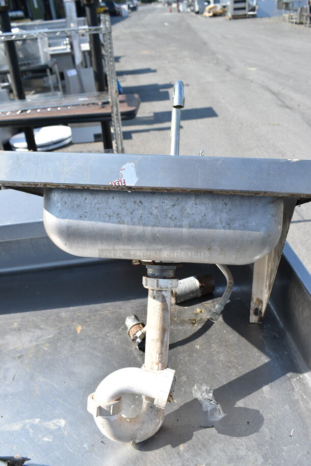 Stainless Steel Single Bay Wall Mount Sink w/ Faucet and Handles.  - Image 3 of 6