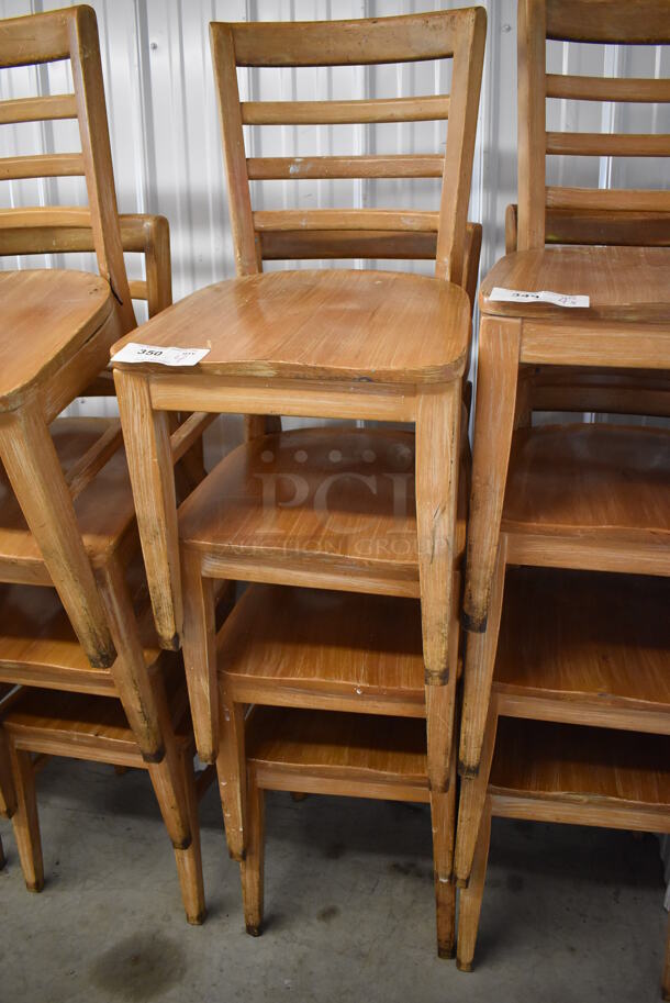 4 Wood Pattern Dining Chairs w/ Ladder Back Seats. 16x18x31. 4 Times Your Bid! - Image 6 of 6