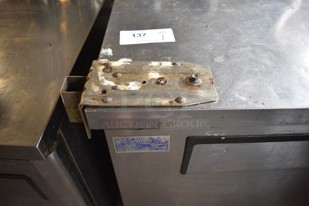 True Model TUC-48F Stainless Steel Commercial 2 Door Undercounter Freezer w/ Commercial Can Opener Mount on Commercial Casters. 115 Volts, 1 Phase. 49x30x36. Tested and Temps at 40 Degrees - Image 2 of 6
