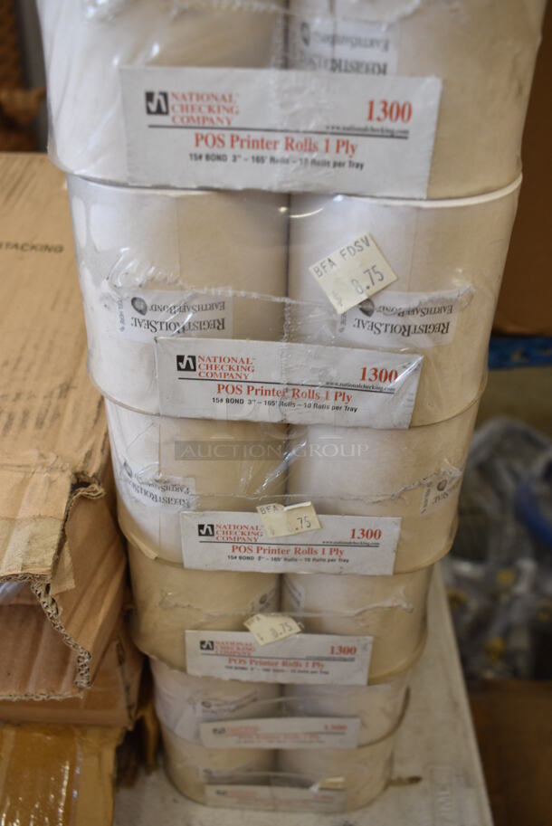 ALL ONE MONEY! Lot of 9 BRAND NEW! National Checking Company Receipt Paper Rolls including 7313, 7225, 1300. Includes 2.5x2.5x2.5 - Image 4 of 4