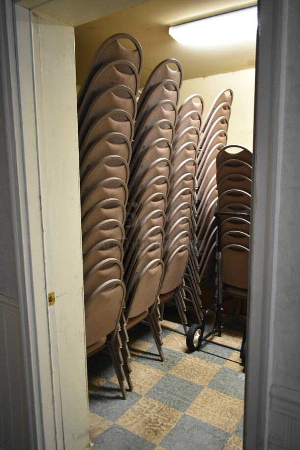 ALL ONE MONEY! ROOM LOT of Various Items Including Stackable Banquet Dining Chairs and Round Folding Tables. BUYER MUST REMOVE. (ballroom #2) - Image 2 of 6