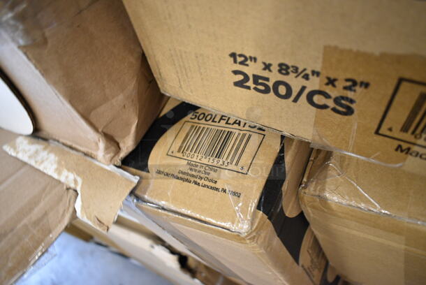 PALLET LOT of 20 BRAND NEW Boxes Including 5 Box Large Noble Gloves, 21485-50 2-1/4"x85' Thermal Paper Rolls, Bakers Mark Dough Box Dolly, 2 Box 500LFLAT32 Choice Clear Plastic Flat Lid with Straw Slot - 32 oz. - 500/Case, 612OB4LB Choice 4 lb. Oblong Foil Take-Out Container - 250/Case, Dart 12BWWCR Concorde 10-12 oz. White Non-Laminated Round Foam Bowl - 1000/Case, 795PTOBK3 Choice 7 3/4" x 5 1/2" x 2 1/2" Black Microwavable Folded Paper #3 Take-Out Container - 200/Case, Tellus 43347. 20 Times Your Bid! - Image 9 of 12