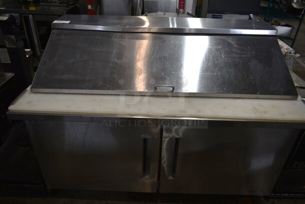 Edesa EDMT-60-24 Stainless Steel Commercial Sandwich Salad Prep Table Bain Marie Mega Top on Commercial Casters. 115 Volts, 1 Phase. Tested and Powers On But Does Not Get Cold