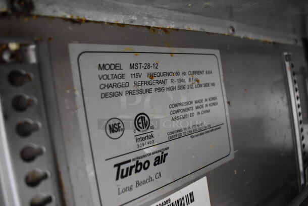 Turbo Air MST-28-12 Stainless Steel Commercial Sandwich Salad Prep Table Bain Marie Mega Top on Commercial Casters. 115 Volts, 1 Phase. 28x35x45. Tested and Working! - Image 5 of 6
