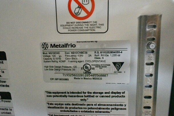 Metalfrio NG10CHC Metal Commercial Single Door Reach In Cooler Merchandiser. 115 Volts, 1 Phase. Tested and Powers On But Does Not Get Cold - Image 5 of 5
