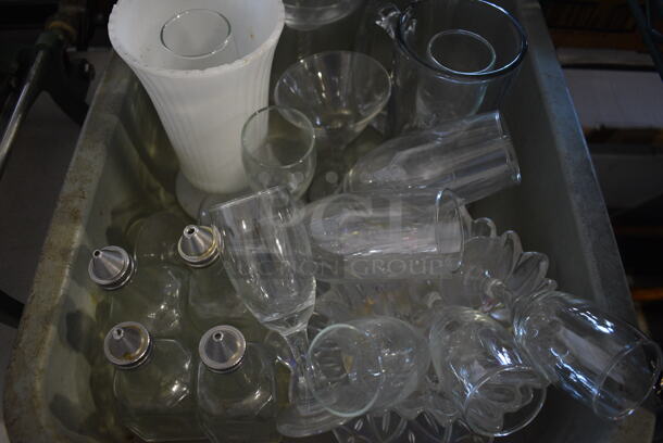 ALL ONE MONEY! Lot of Various Glasses in Poly Bus Bin and Glass Casserole Dishes - Image 2 of 5