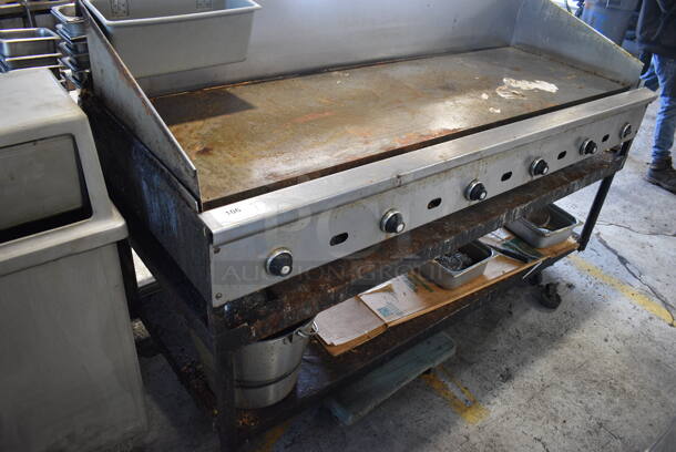 Jade Range Stainless Steel Commercial Natural Gas Powered Flat Top Griddle on Metal Equipment Stand and Metal Under Shelf. 72x32x45 - Image 5 of 6